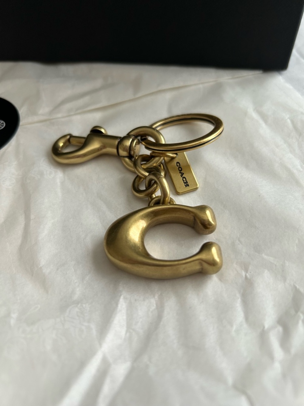 Coach Gold-Tone Brass C Charm Key Holder Charm- Includes Coach Gift Box - Picture 8 of 17